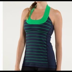 Lululemon Scoop Tank - navy blue and green stripe